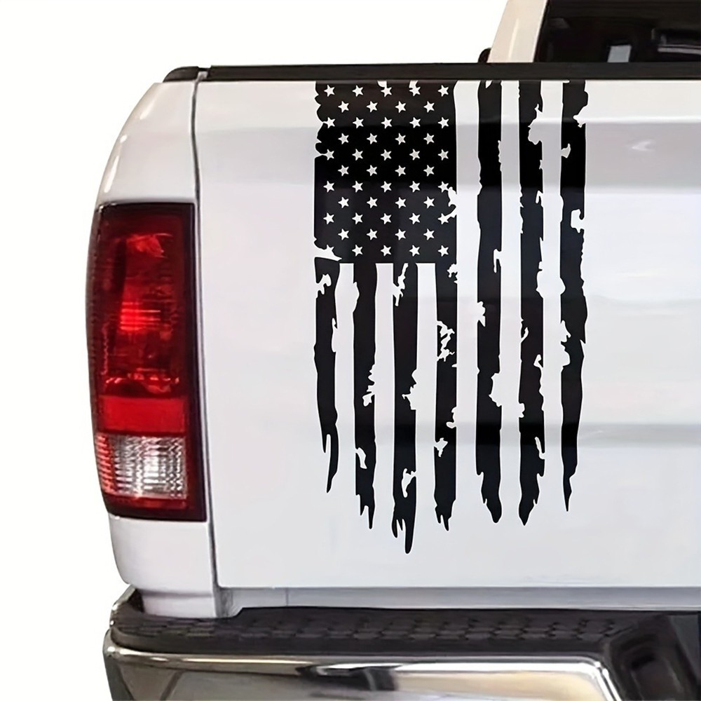 1 PCS Distressed Flag, 20 Inches Tailgate Vinyl Decal Compatible With Most Black
