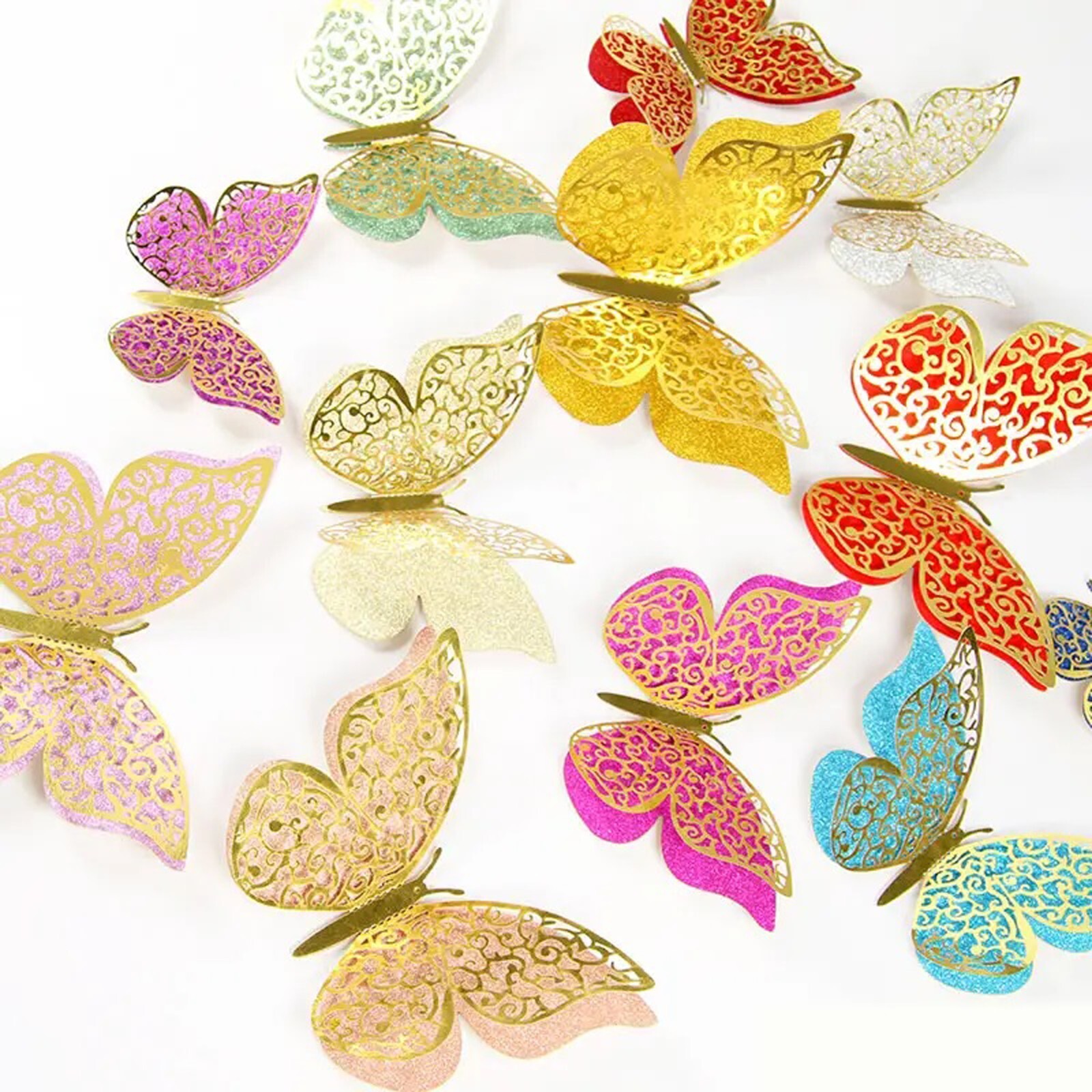 12 Pcs new model 2 layers decorative butterfly for all occasions
