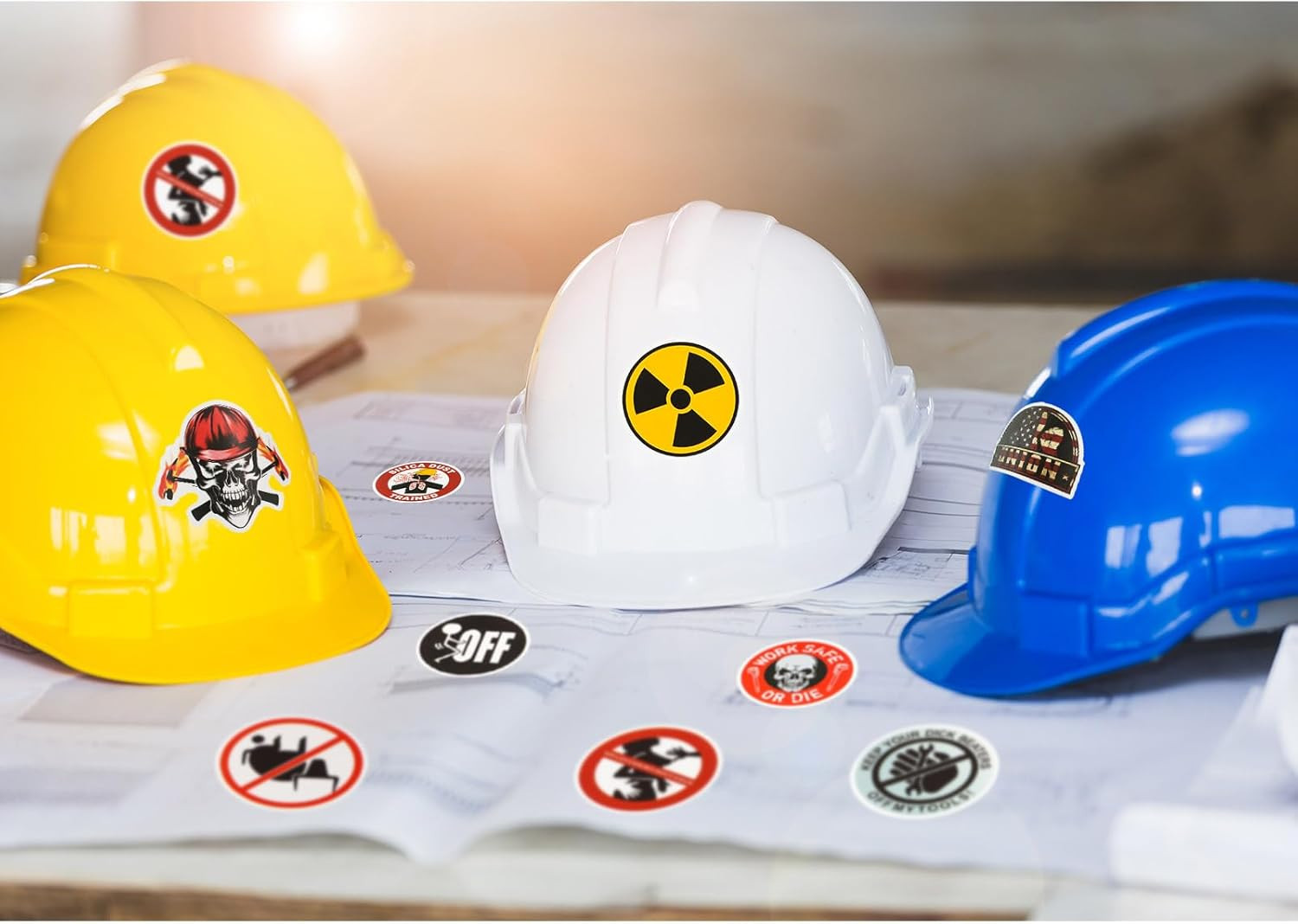 Outus 300 Pieces Hard Hat Stickers for Adults Funny Stickers for Toolbox Helmet