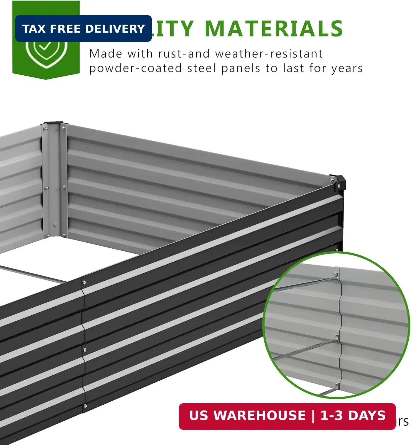 2PCS 7x3x1ft Galvanized Raised Garden Bed,Outdoor Planter Box Metal Patio Kit Pl