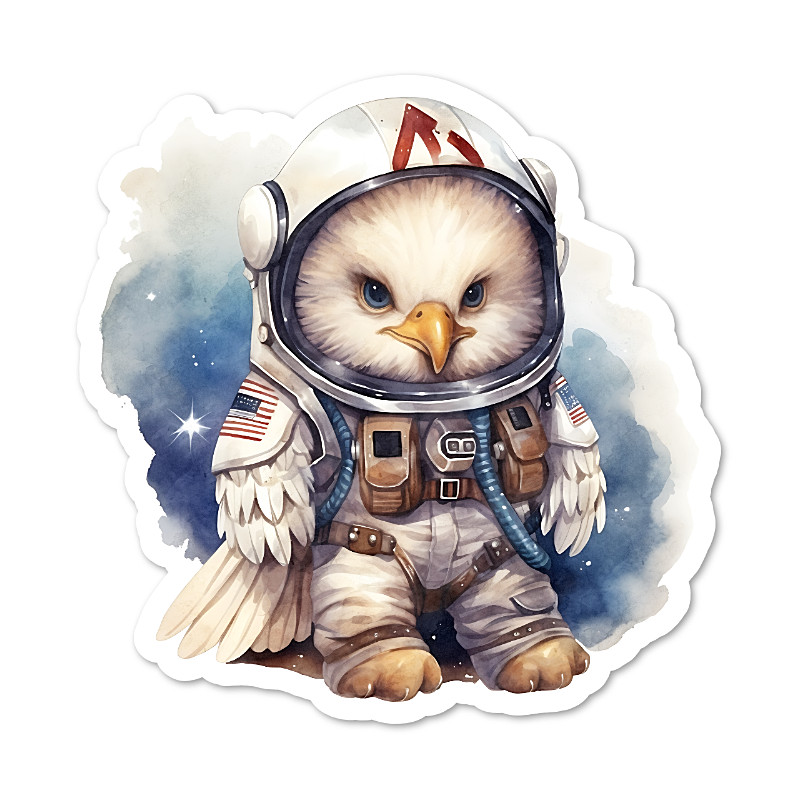 Astronaut Eagle, Bird Vinyl Sticker, Water Resistant, Indoor Use, 2 Sizes