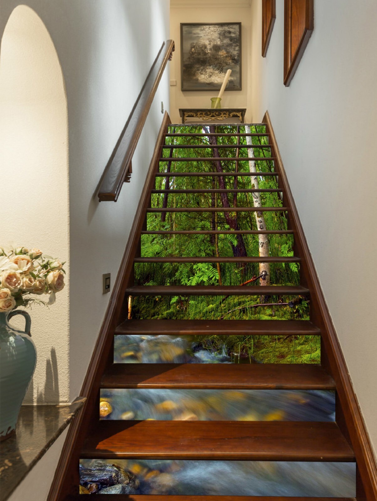 3D Forest River AZ1177 Stair Risers Decoration Mural Vinyl Wallpaper Kay