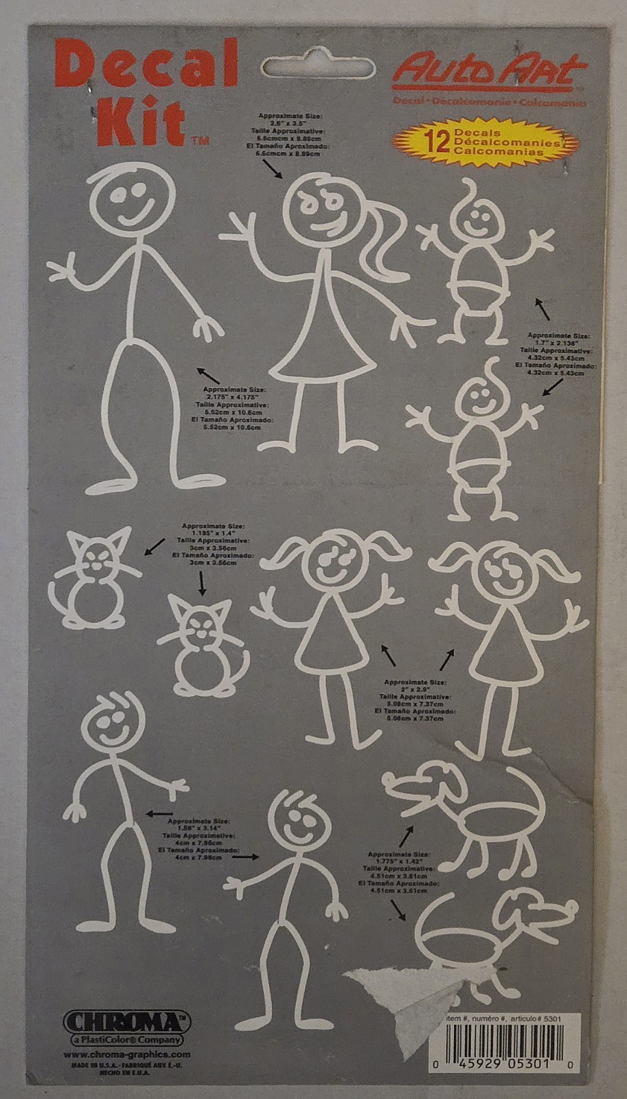 Car Decals Family Kit Stick Figures 12 Mom Dad Kids Baby Dogs Cats Chroma Vinyl