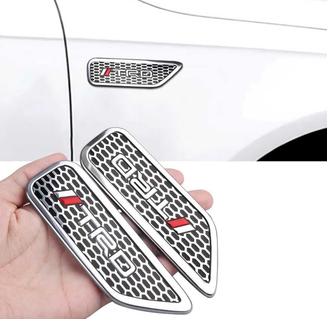 2 Pcs TRD Emblem Wings Decor Auto Car Fender Badge Car Body Side Stickers