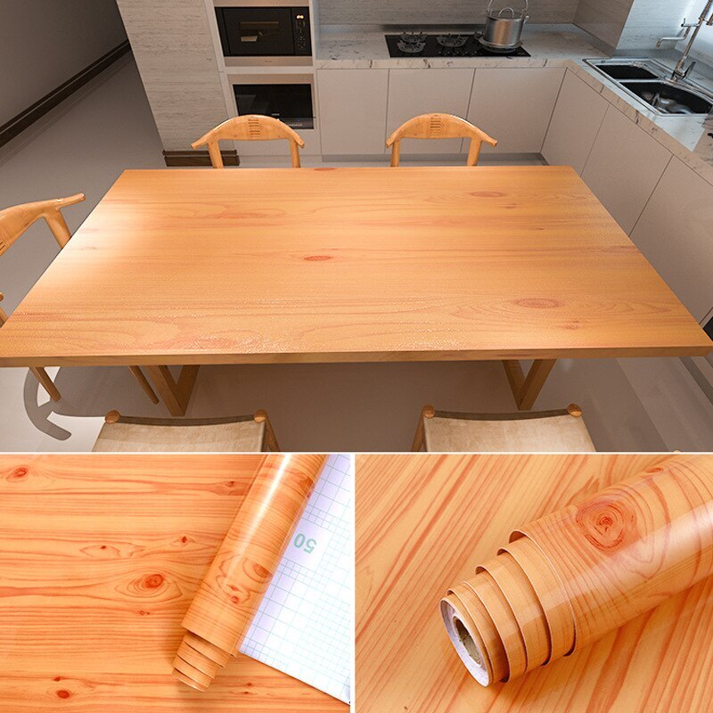 Wood Grain Self-Adhesive Wallpaper Waterproof PVC Contact Stickers Home Decor