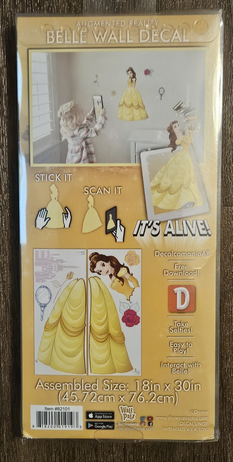 Disney Princess Belle Removable 3D Wall Decal Assembled Size 18"x30"