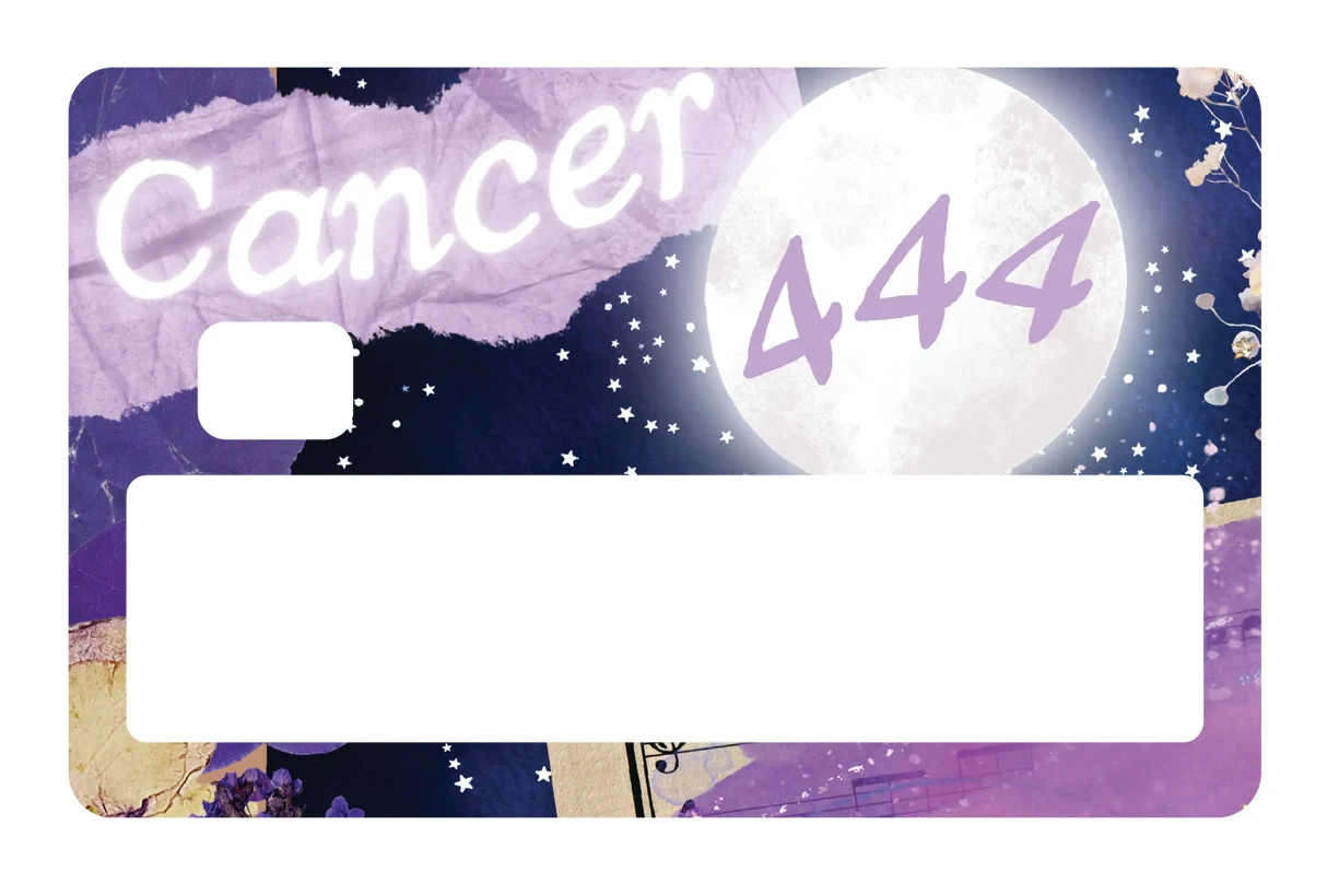 Cancer Angel Number 444 Card Skin 4 Pack Zodiac Full Moon Vinyl Decal Aesthetic