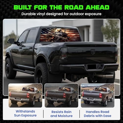 Truck Back Window Graphics – Bald Eagle American Flag Decal (P546) – USA Flag