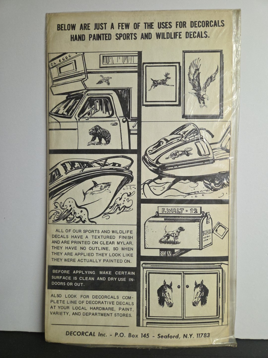 Vintage 1970's NOS Hand Painted Sports And Wildlife Decals W-5 MUSKIE 10×17