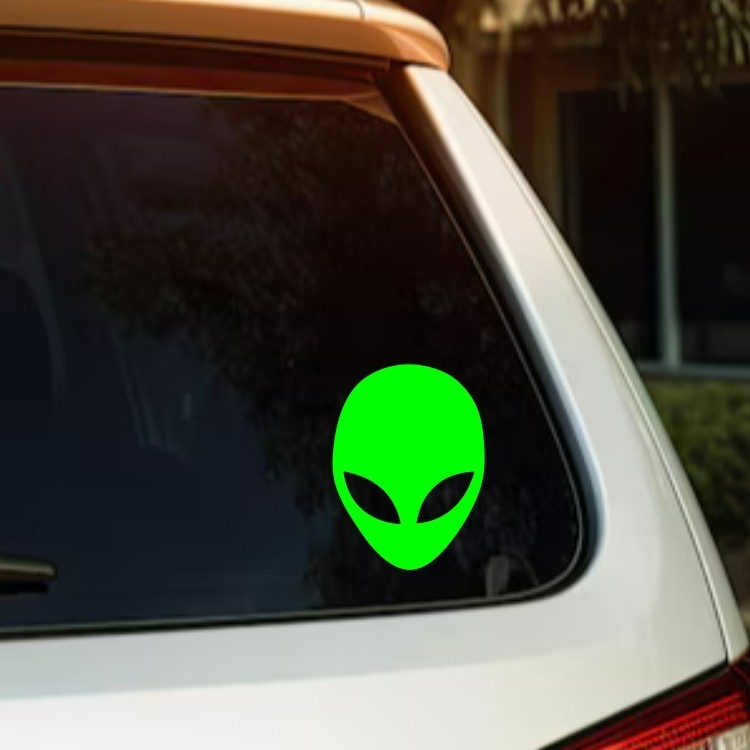 Alien Head vinyl decal- UFO area 51 encounters space Peace sticker decal New