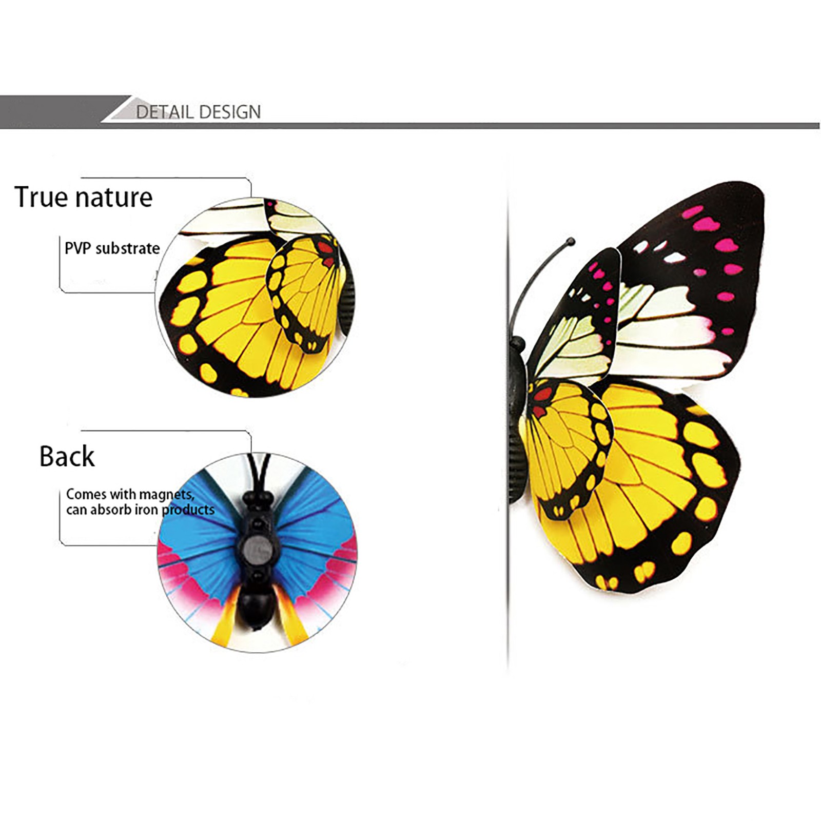 7cm 3D Mixed Color Double Layer Butterflies With Magnet Home Decoration Stickers