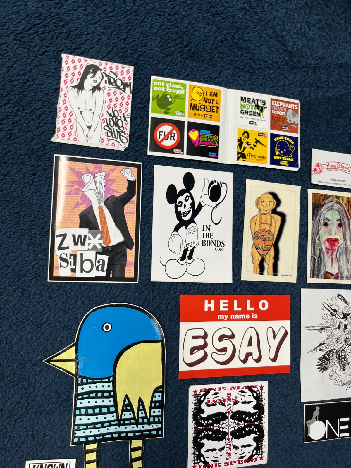 VTG Graffiti Street Art Sticker Lot Large 228 Vinyl Hand Drawn SNOB x27 1405