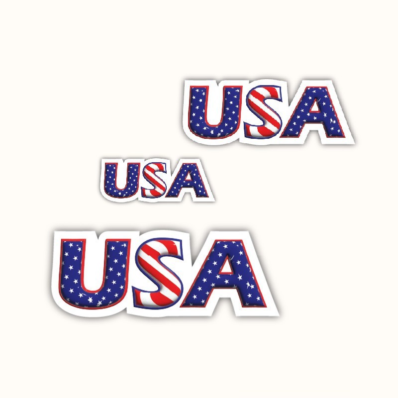 Patriotic USA Flag Letter Vinyl Stickers Red White Blue Decal Car Laptop Bottle