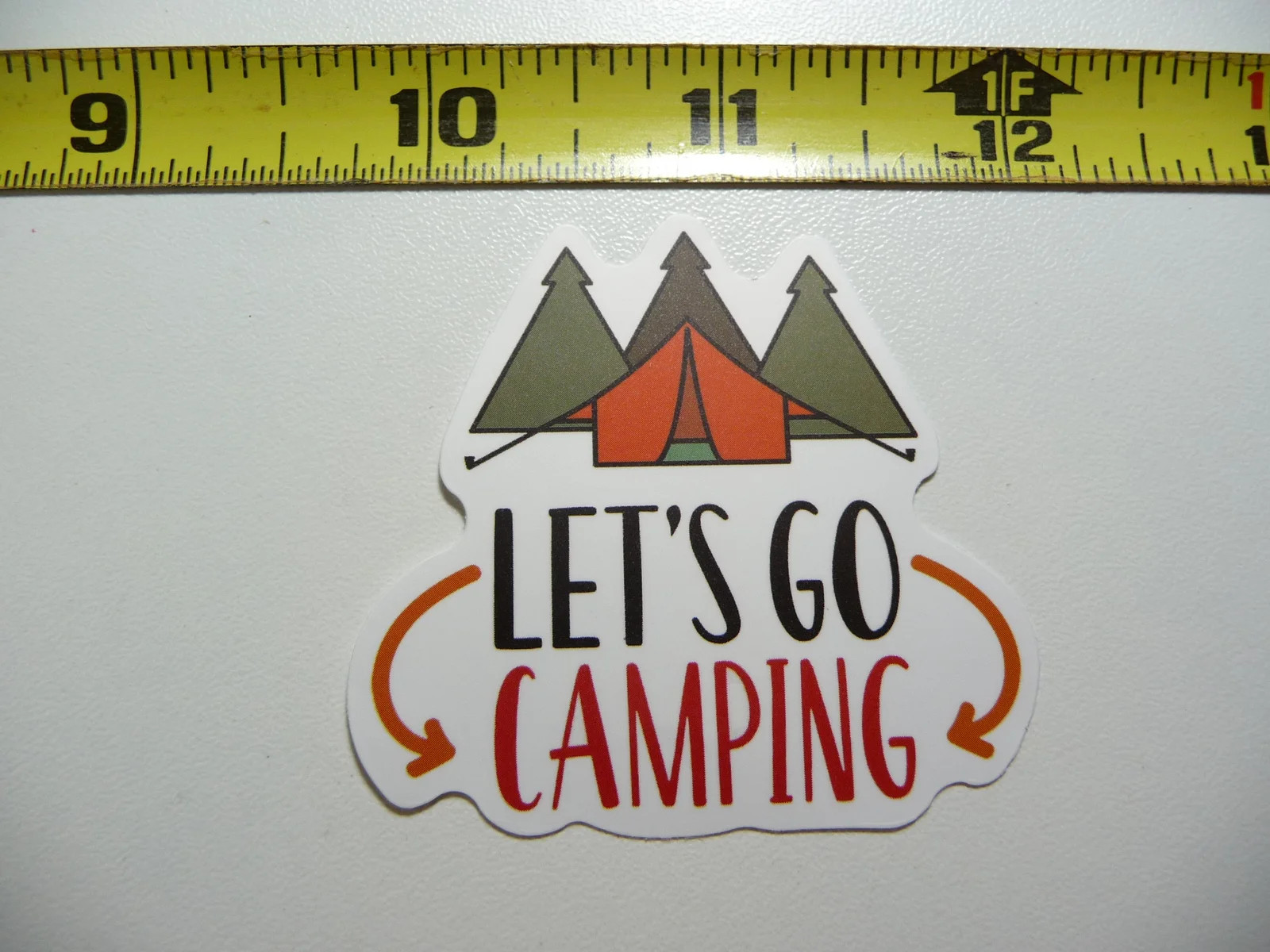 LET'S GO CAMPING TENT TREES SMALL STICKER DECAL OUTDOORS NATURE VACATION TRAVEL