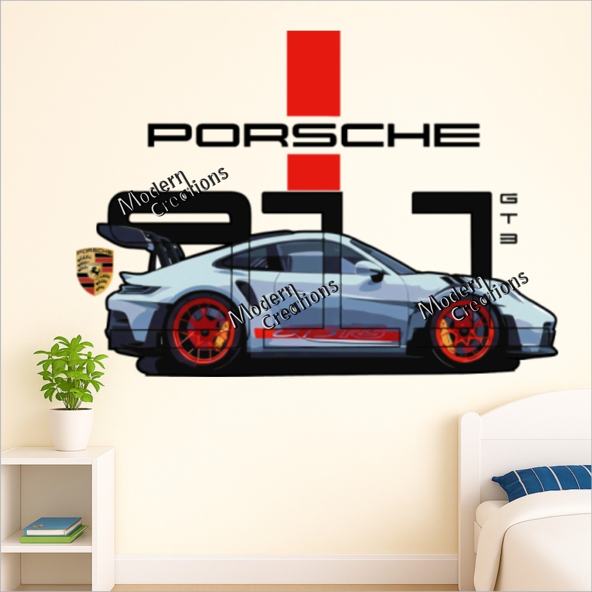 Porsche GT3 Racing Car Wall Sticker Sports car Auto Vinyl Decal Home Room Decor
