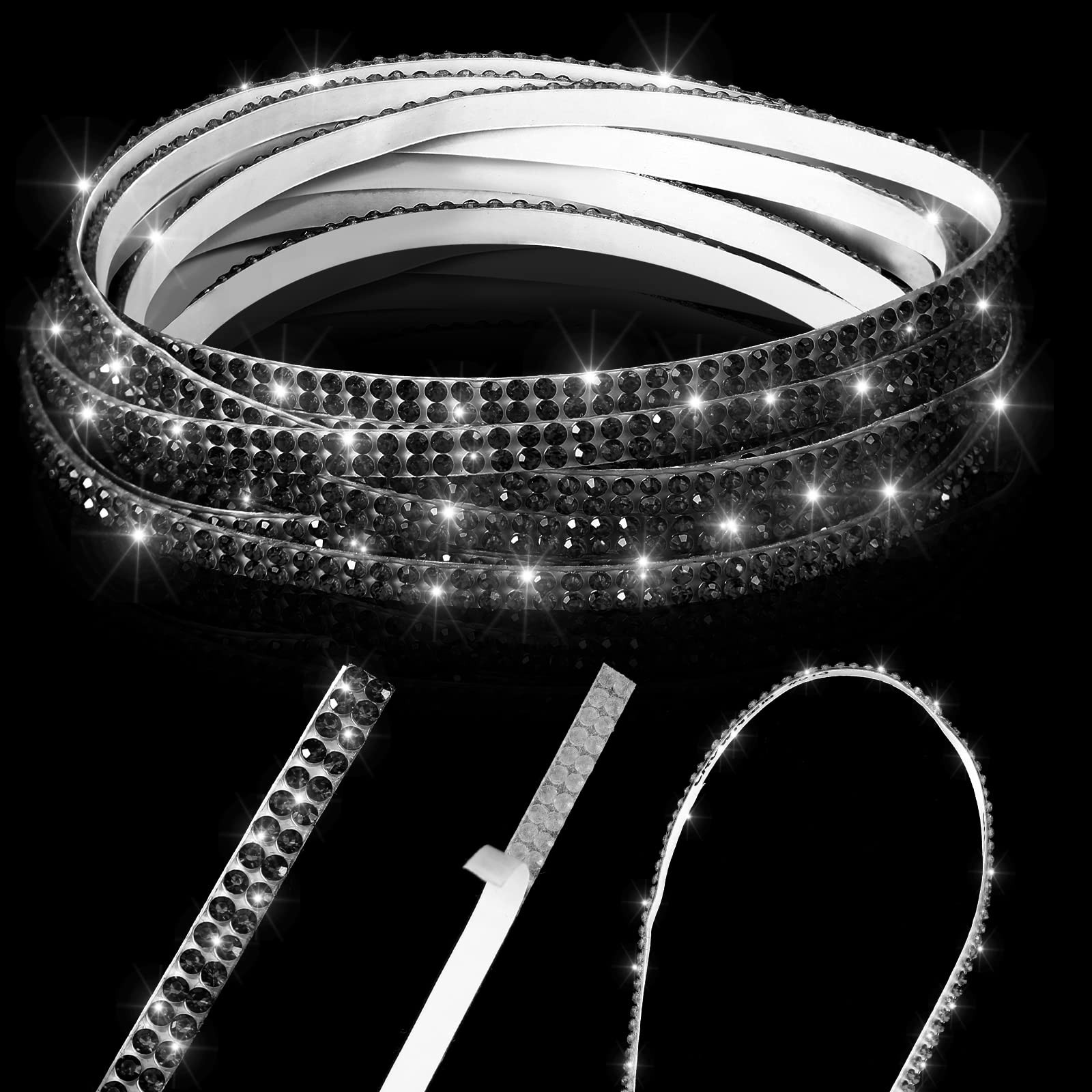 32.8 ft Bling Car Trim – Self Adhesive Glitter Rhinestone Stickers for Auto