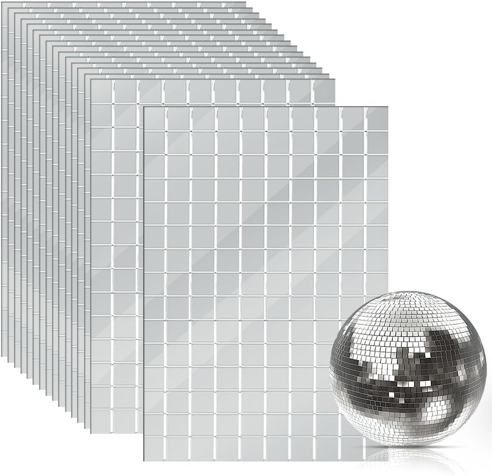 2250 PCS Disco Ball Tiles, 10 X 10 MM Self-Adhesive Disco Ball Stickers, Mosaic