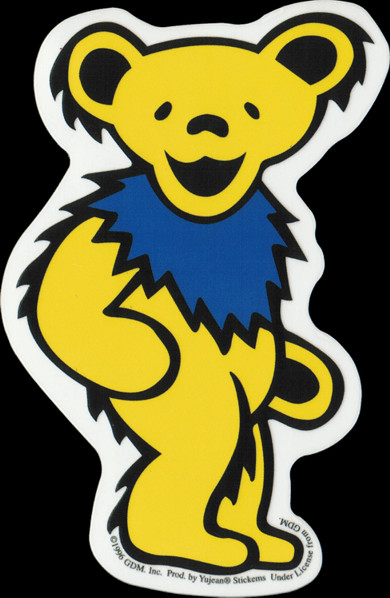 Sticker – Grateful Dead Yellow Jerry Bear Blue Necklace 1960s 1970s Rock Music