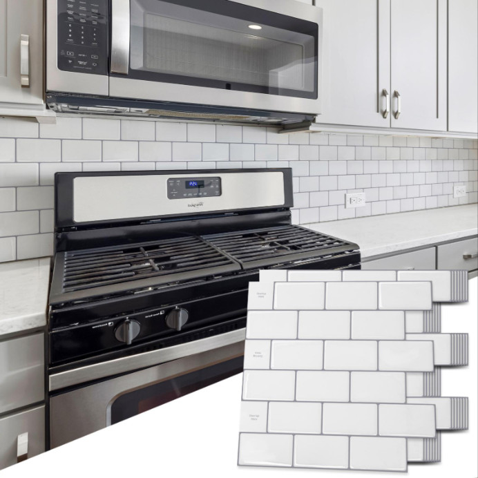 10PK Art3d Peel and Stick Tile Backsplash for Kitchen Bathroom 12” X 12”. 9SQ