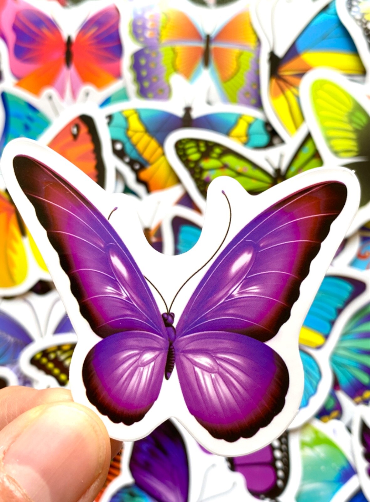5-50 pcs Butterfly Stickers, Lucky Animal Vinyl Stocking Stuffer Phone Decals