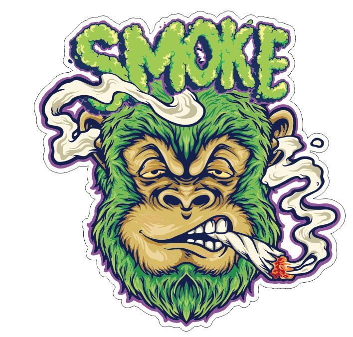Weed Cannabis Marijuana Joint Stoner Gorilla Monkey Sticker A29