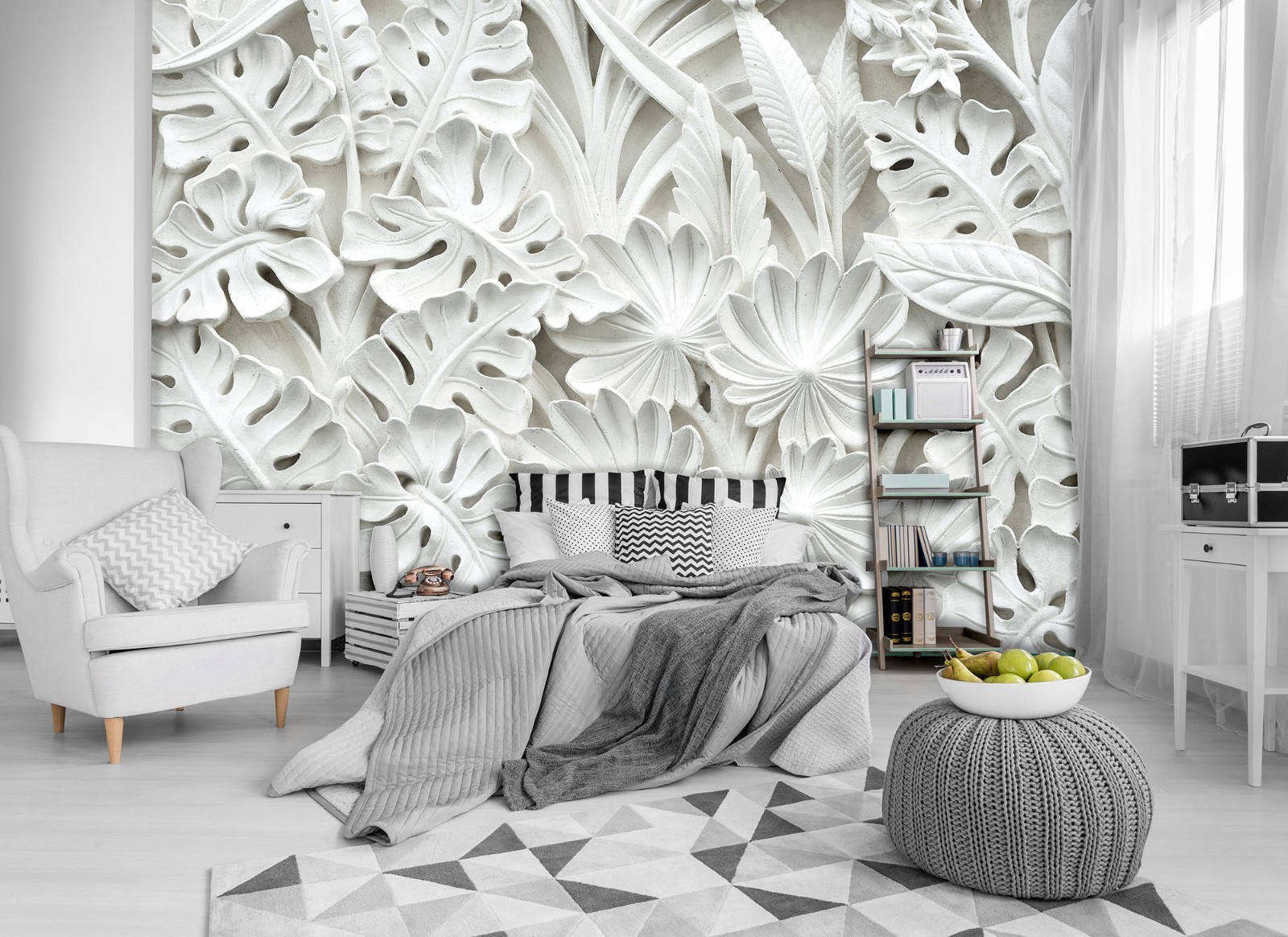 Alabaster flowers WALLPAPER huge photo mural wallpaper BEDROOM wall art