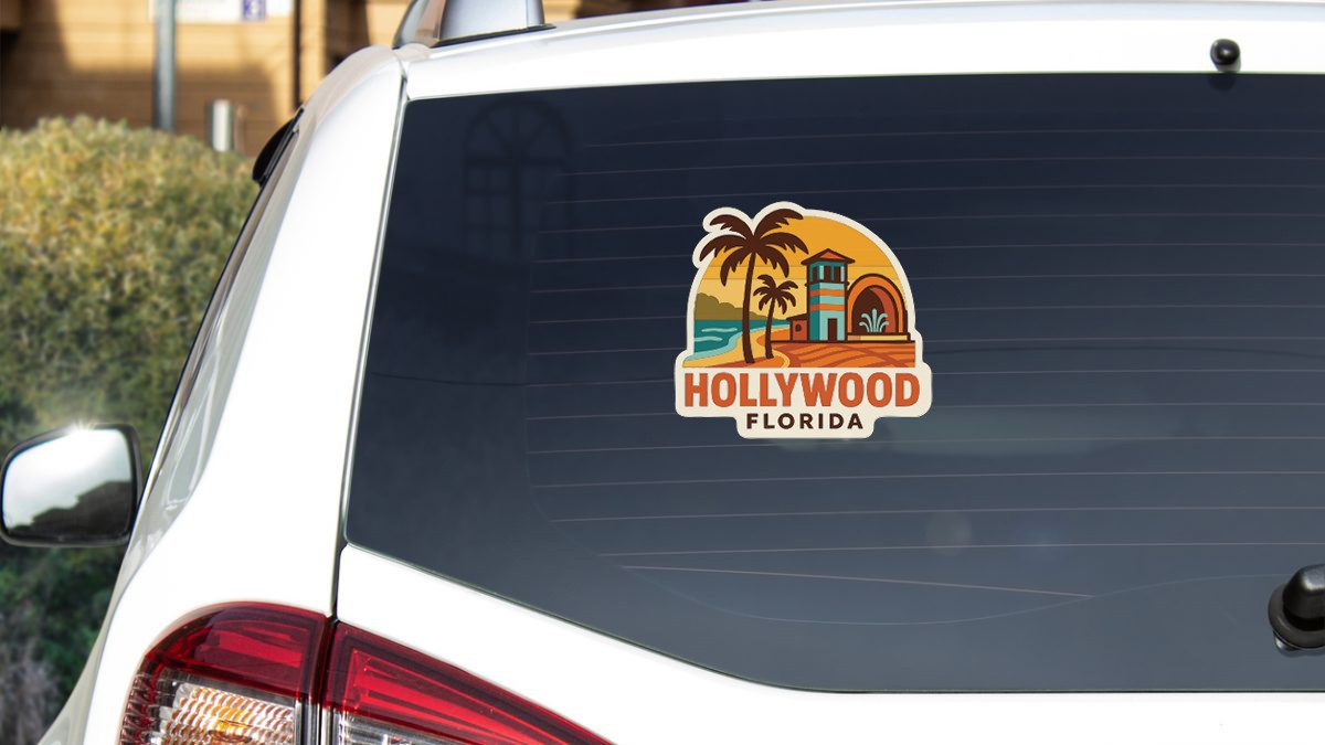 Hollywood Florida Sticker Decal Vinyl Die-Cut City Skyline Landmark Design