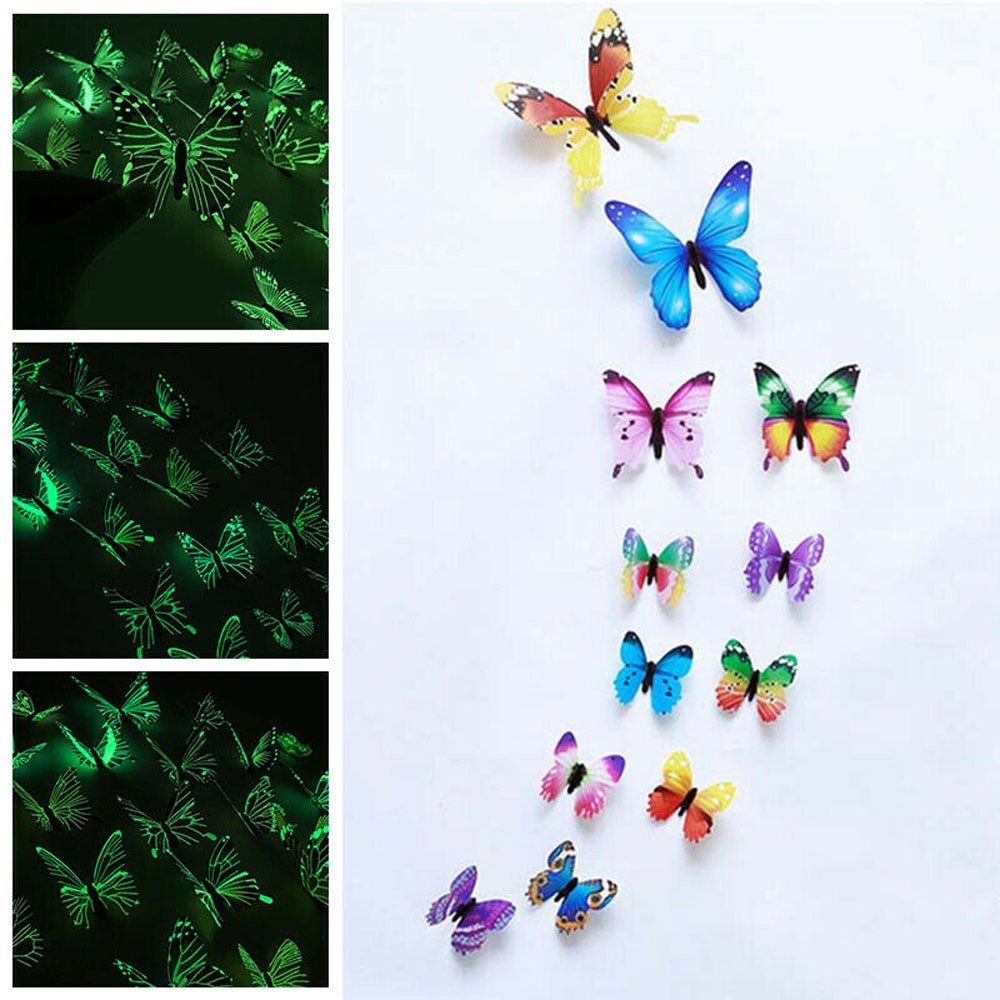 3D Stickers Three-dimensional Luminous Simulation Butterfly Luminous Sticker/PVC