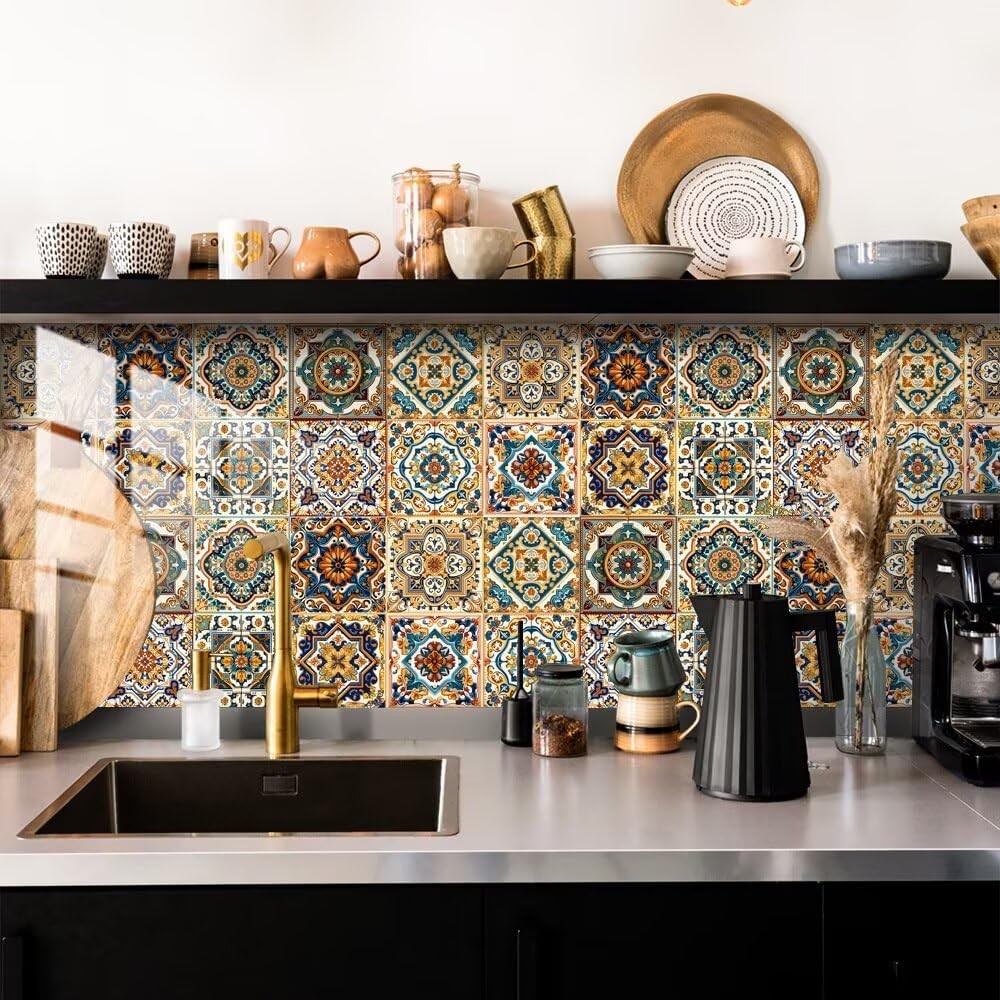 Peel and Stick Moroccan Tile Stickers, Waterproof Backsplash for Kitchen