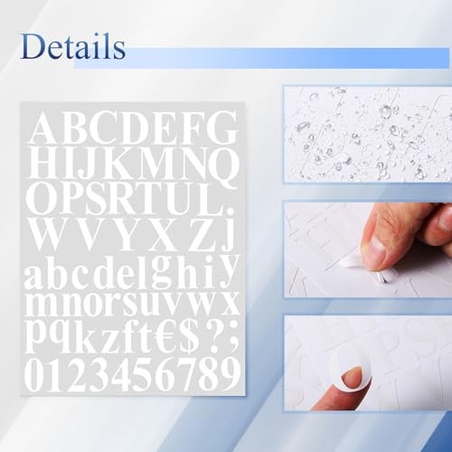 8 Sets 536 Pcs Vinyl Letter Number Stickers Alphabet Large Self 1 Inch White