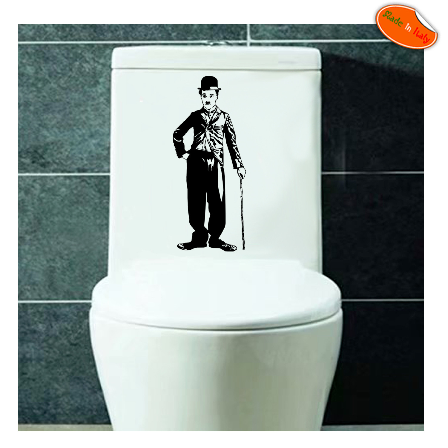 Charlie chaplin adesivo Copriwater Sedile tavoletta WC Toilet seat sticker 1 pz.