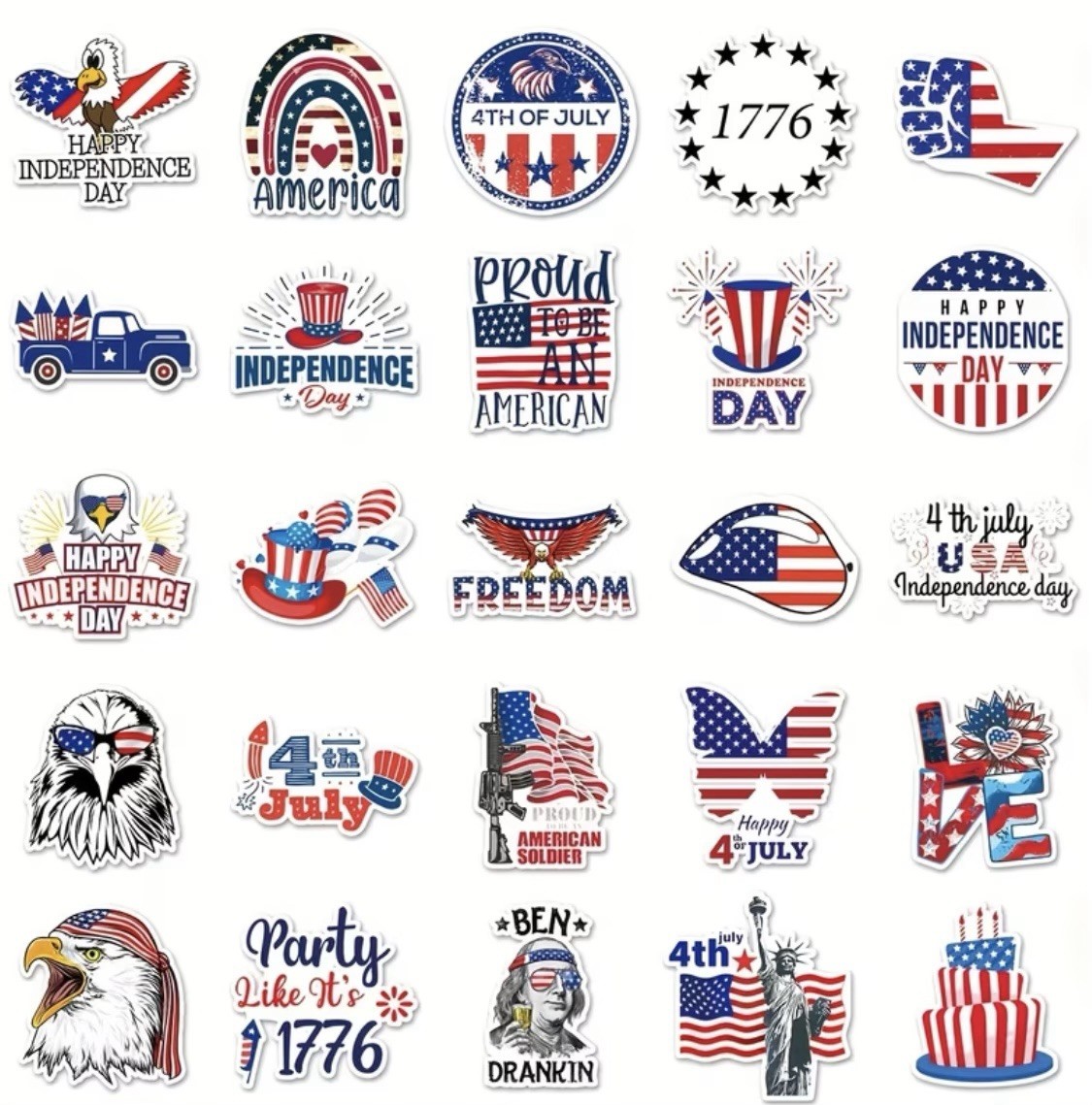 10 Matte Stickers- 1”-2.5”inch USA American Independence Celebration Freedom
