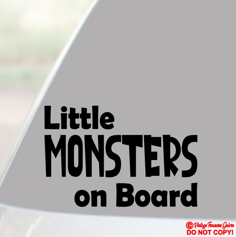 LITTLE MONSTERS ON BOARD Vinyl Decal Sticker Car Rear Window Bumper BABY KIDS