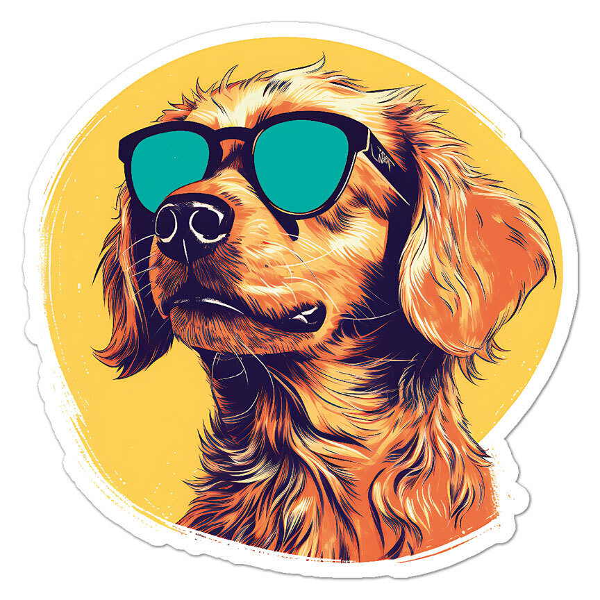 Irish Setter Dog Glasses, Vinyl Decal Sticker, Indoor Outdoor, 3 Sizes, #11067