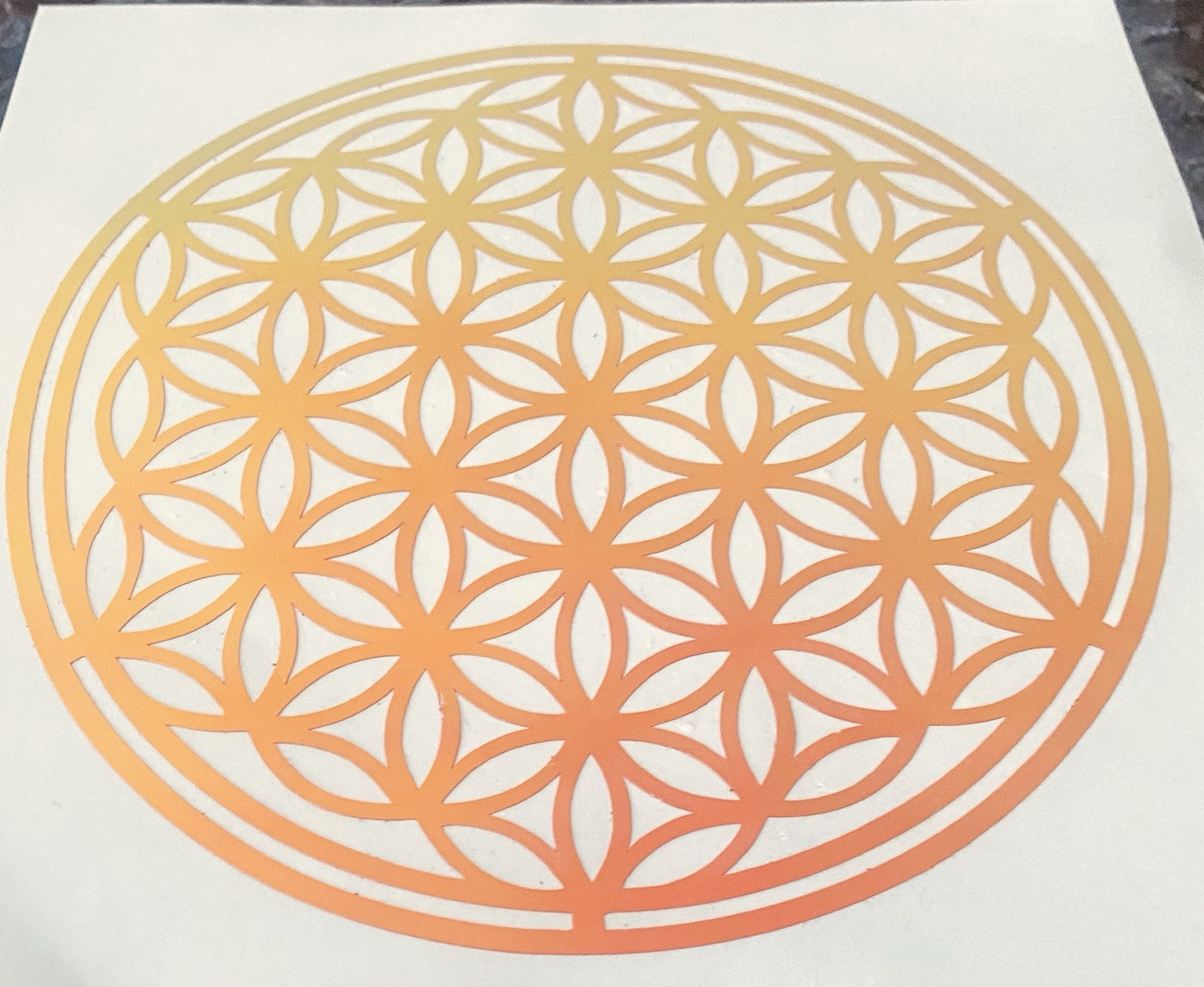 Flower of Life Vinyl Decal 5”X5” Holographic Red–Copper Sacred Geometry