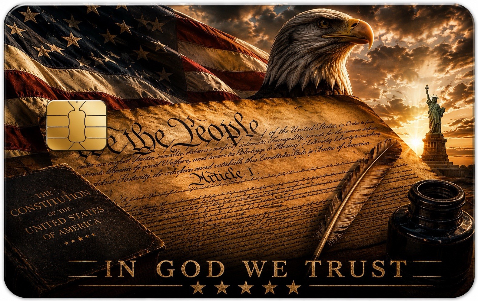 Patriotic Credit Card Skin Sticker Bundle 3 Pack Constitution 1776 American Flag