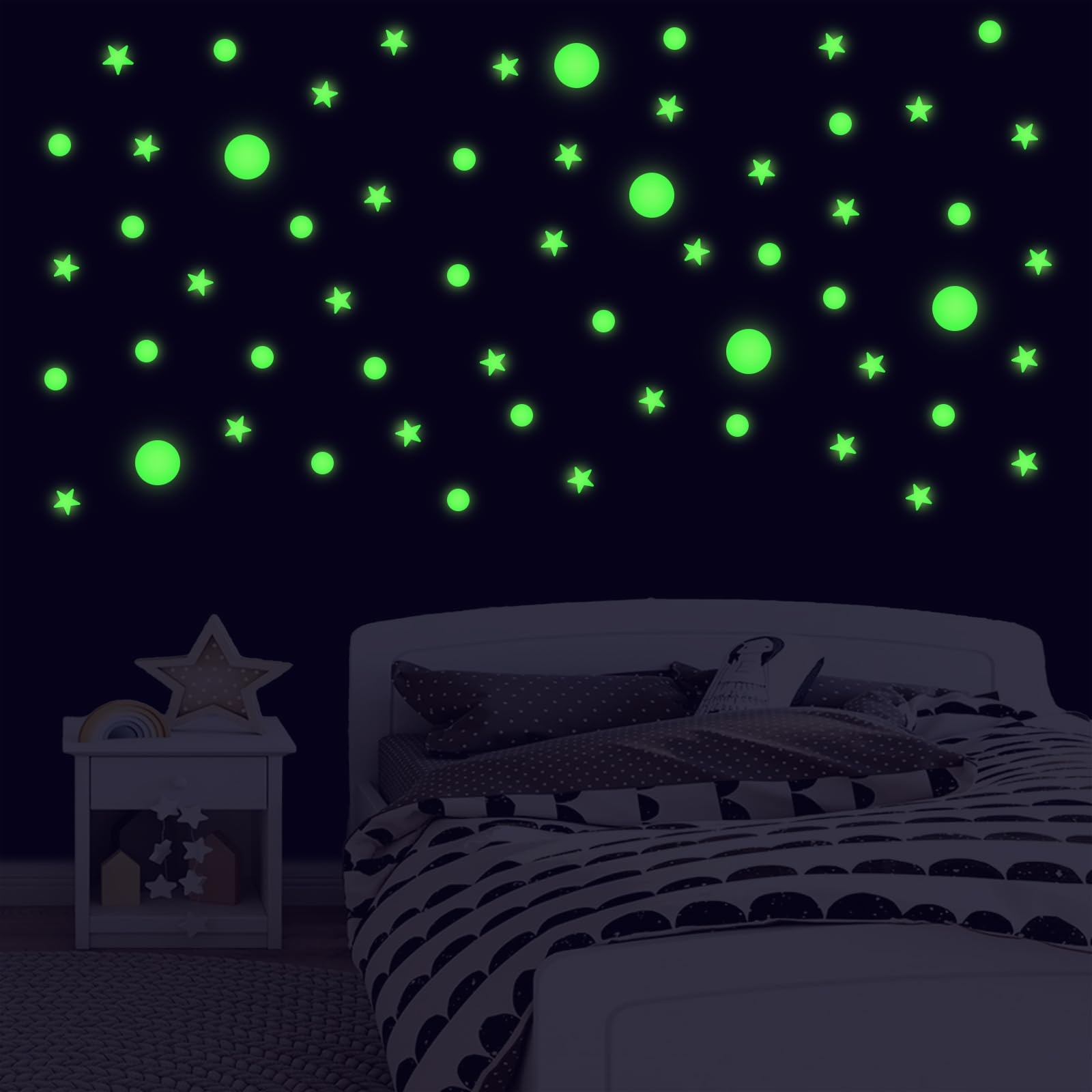 893 Pcs Glow In The Dark Stars and Moon Wall Stickers Starry Sky Decor