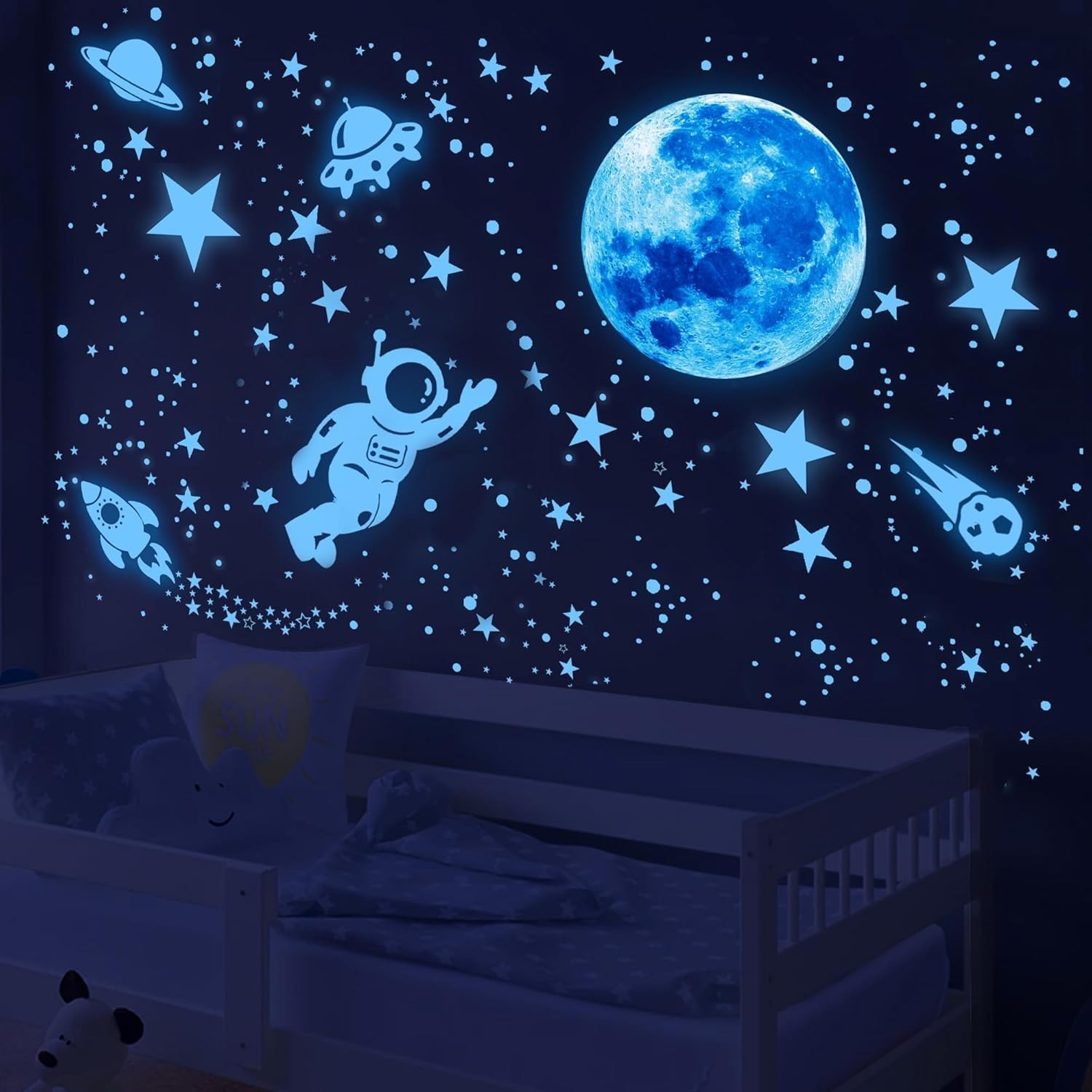 530Pcs Glowing Stars for Ceiling,Glow in The Dark Stars,Space Wall Decals Sol…