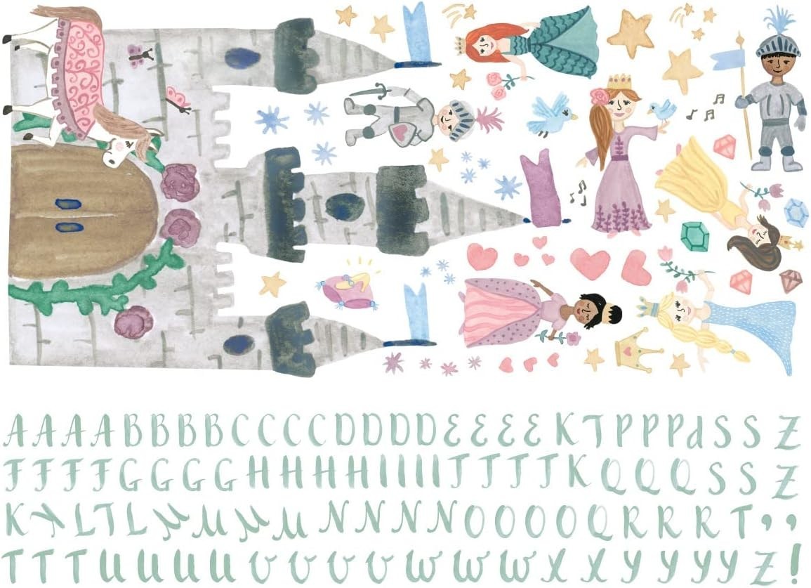 Princess Castle Wall Decals – 143 Repositionable Stickers for Kids’ Rooms
