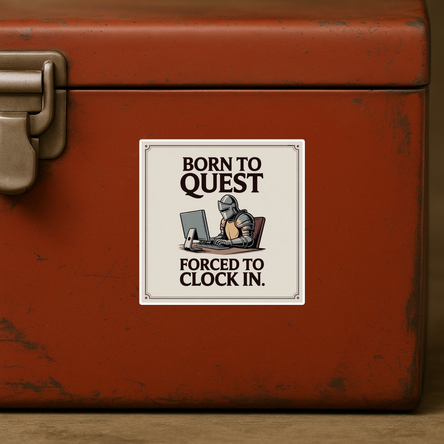 4PCS Born to Quest Forced to Clock In Sticker Set, Funny Work Gaming Vinyl Decal