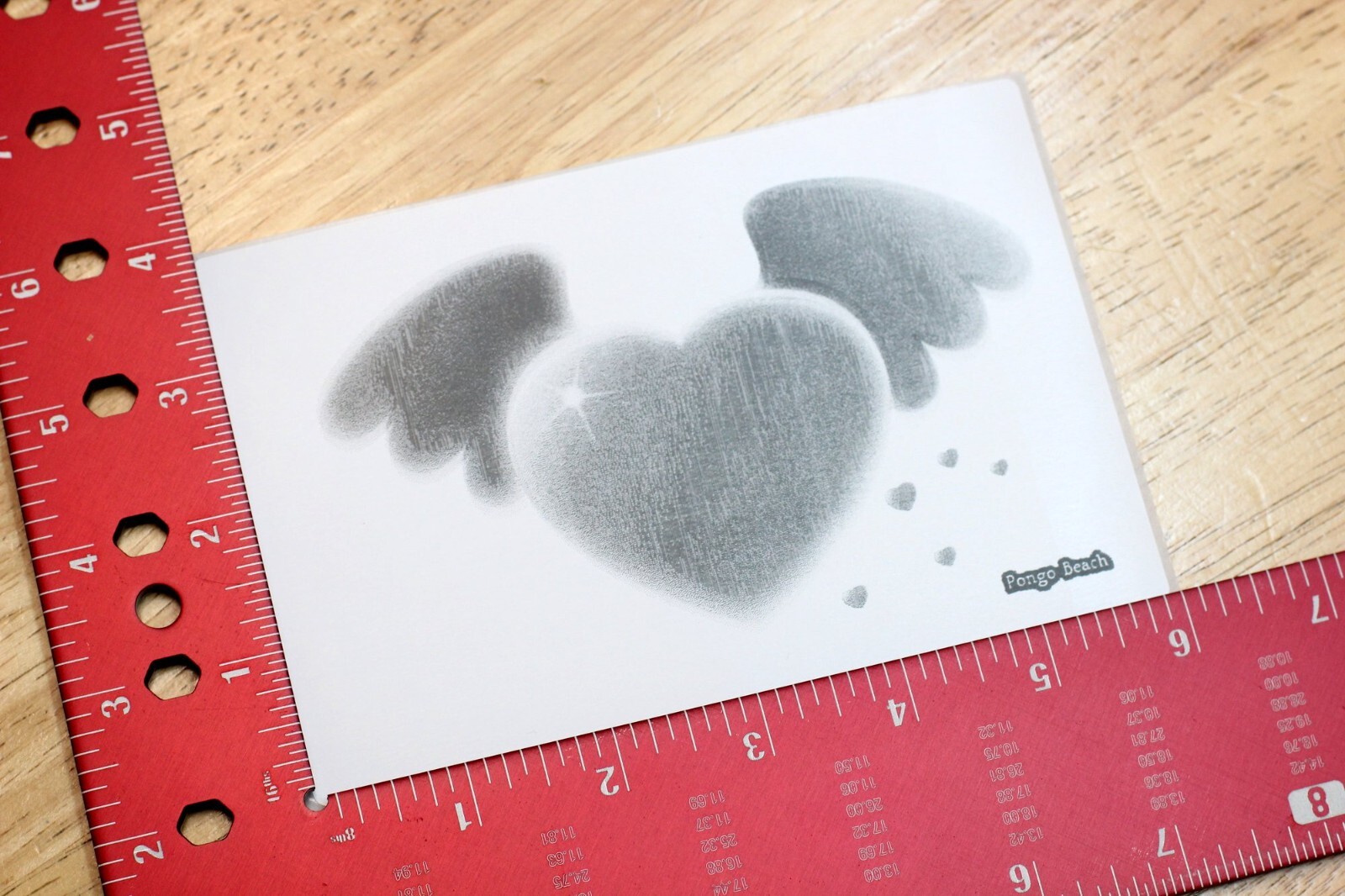 Heart Cupid B/W 4"x6" Thermal Sticker – Cute Angel Wings – Pongo Beach