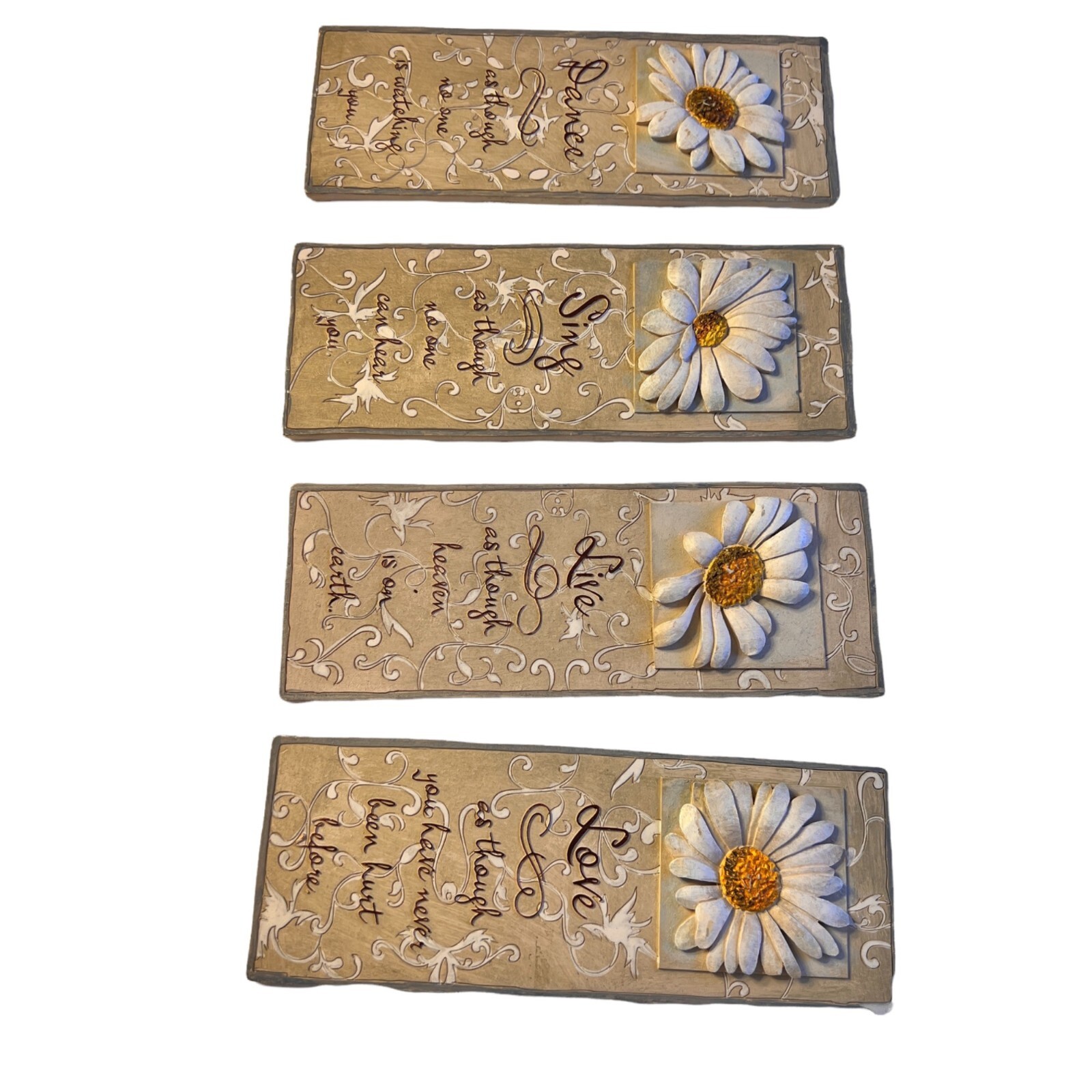 Ceramic Wall Decor Sunflowers Plaques Sing, Love, Dance, And Live Sku 4Plague