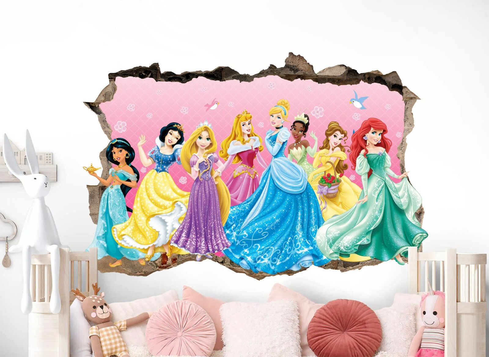 Princess Characters Smashed Wall Decal Sticker Mural Poster Girls Room Decor