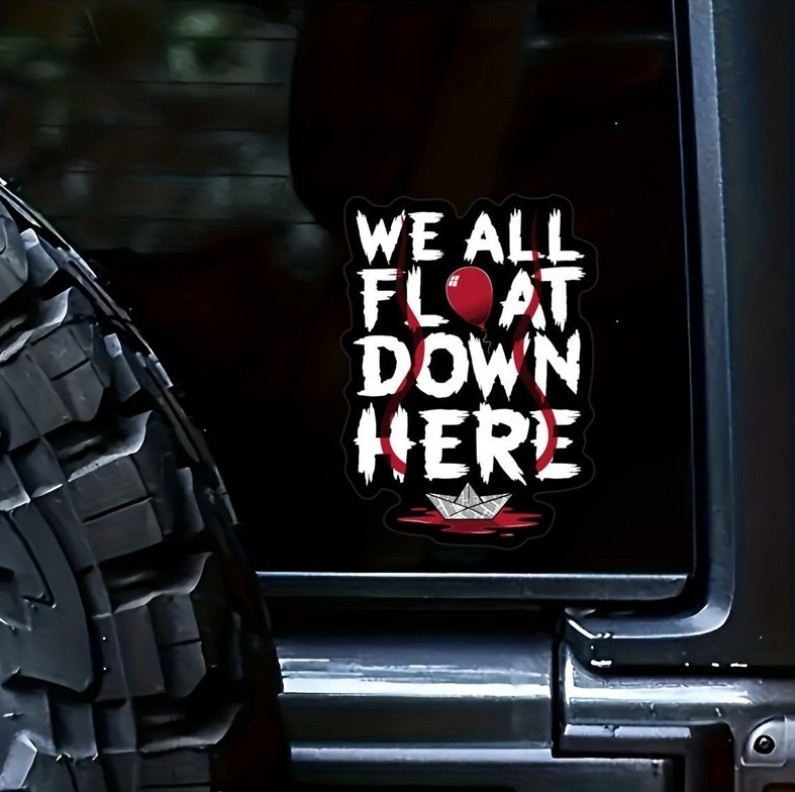 Pennywise IT We All Float Vinyl Decal 6.5" Waterproof Removable Horror Sticker