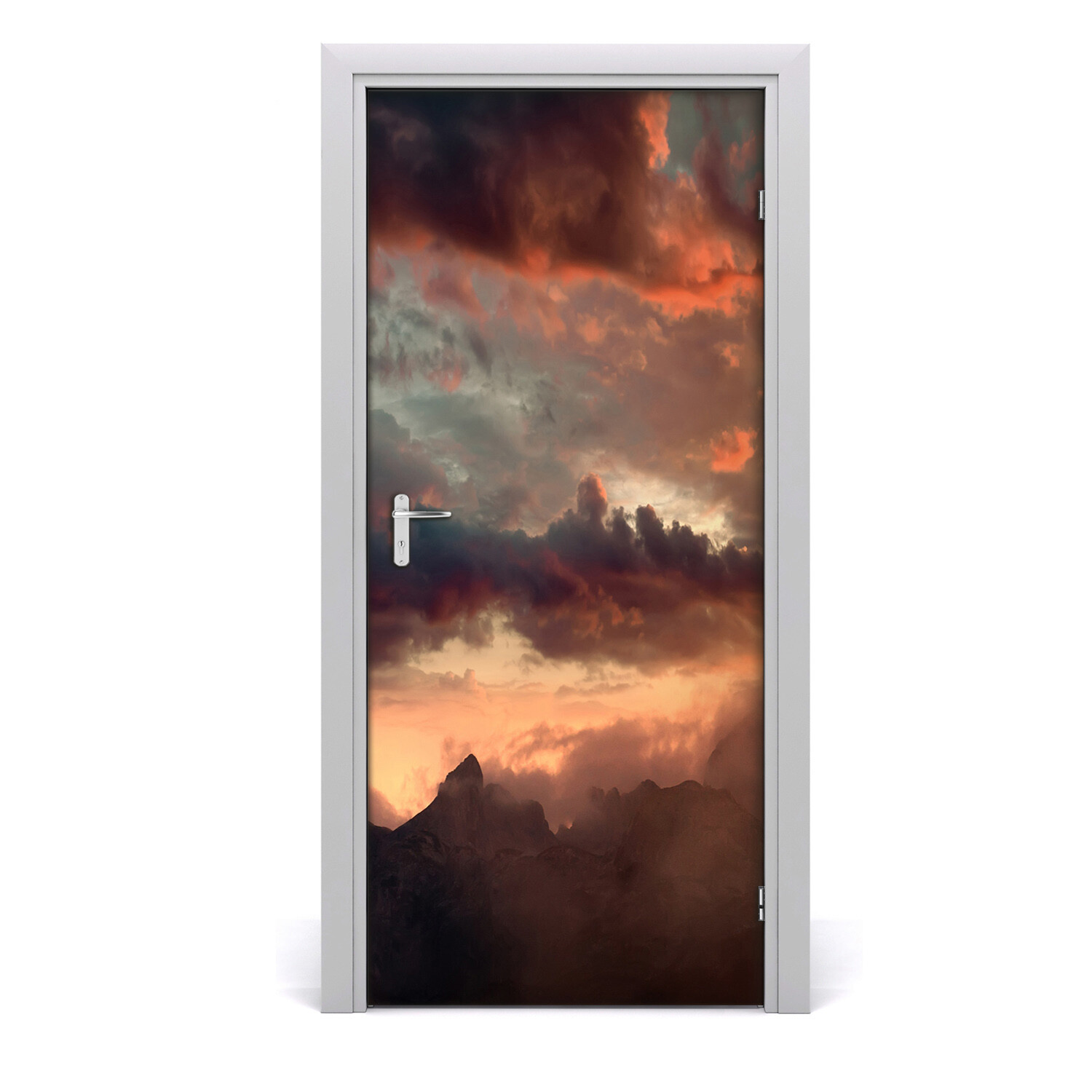 Self adhesive Door wrap removable Peel & Stick Landscapes Sunset mountains