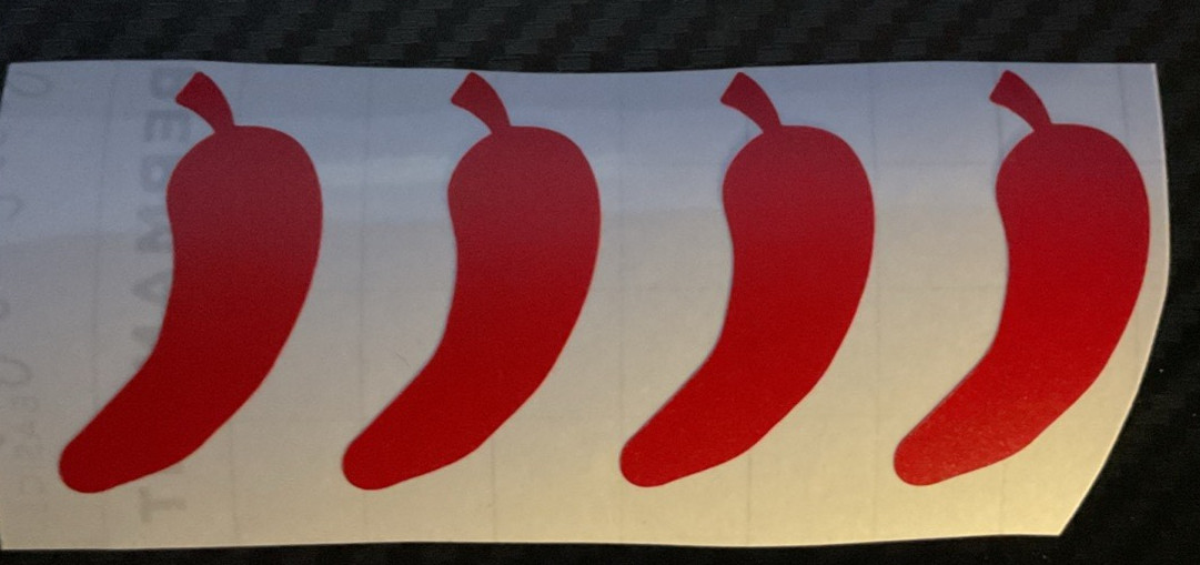 Vinyl Decal, Pepper, Red, ~ 1" x 2", Qty. 4