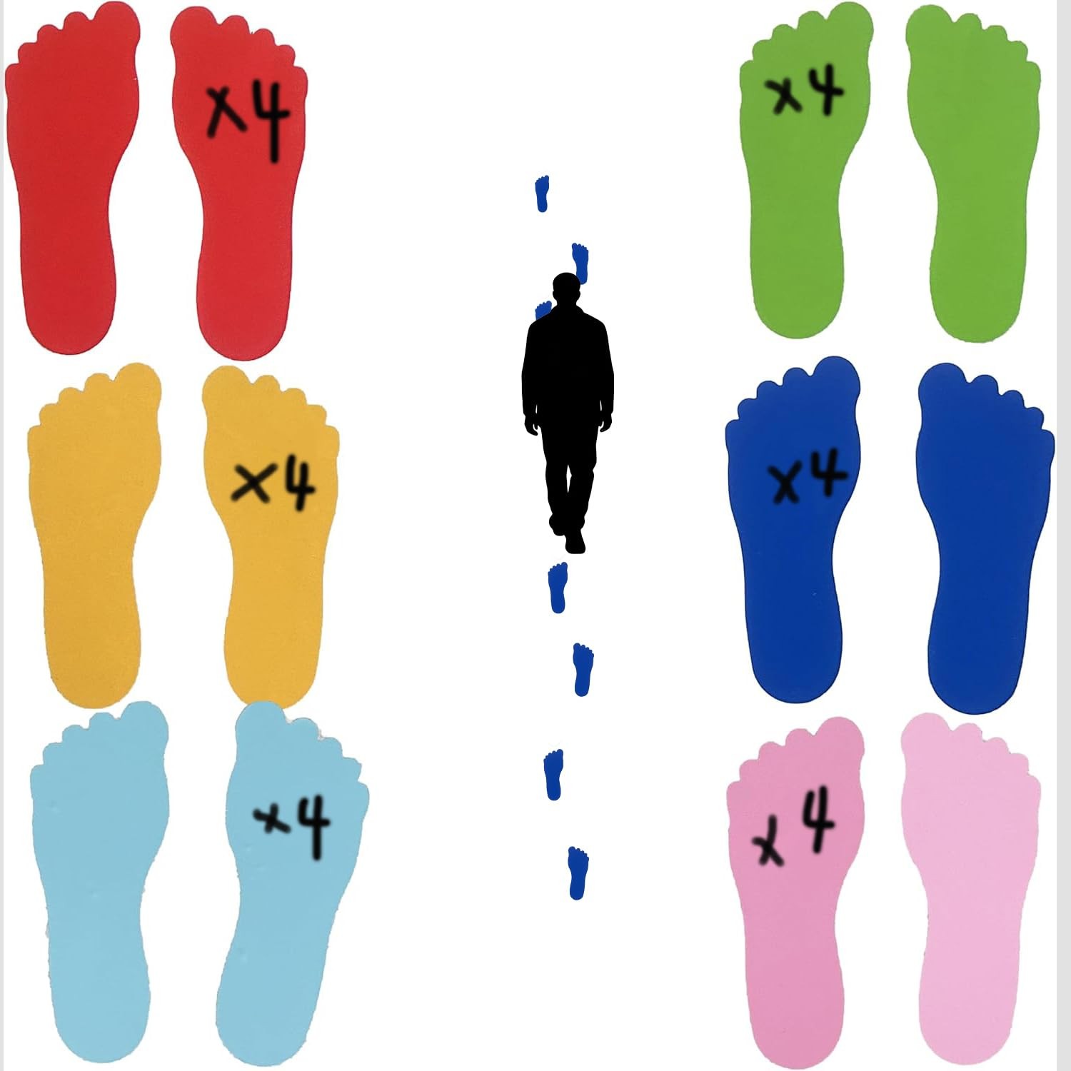 6 Color 24 Pairs 48 Prints Shoe Stickers, Footprint Stickers Decals Wall, Flo…