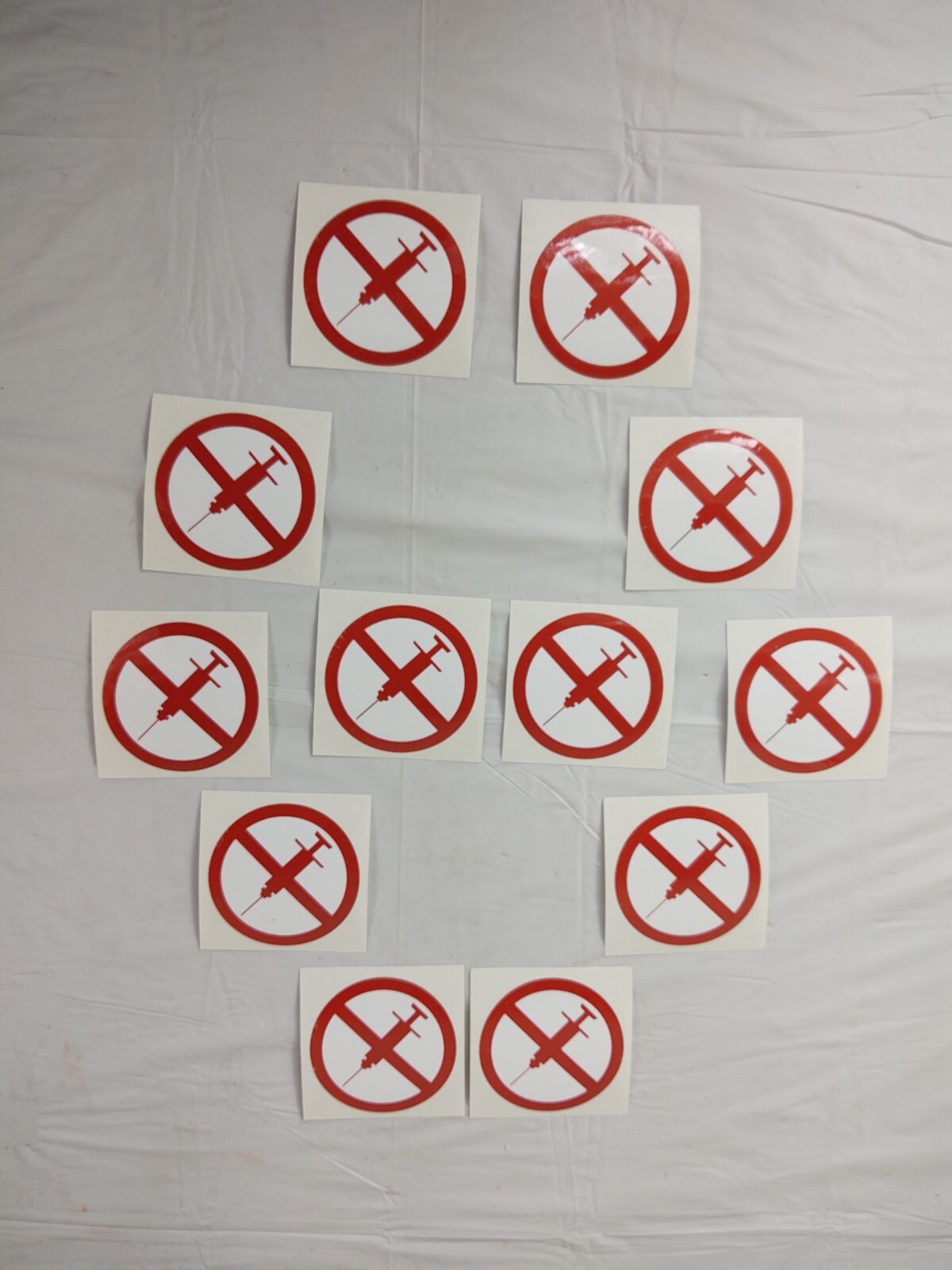 No Syringe Needles Round Trash Can Receptacle Stickers 12 Individual Stickers