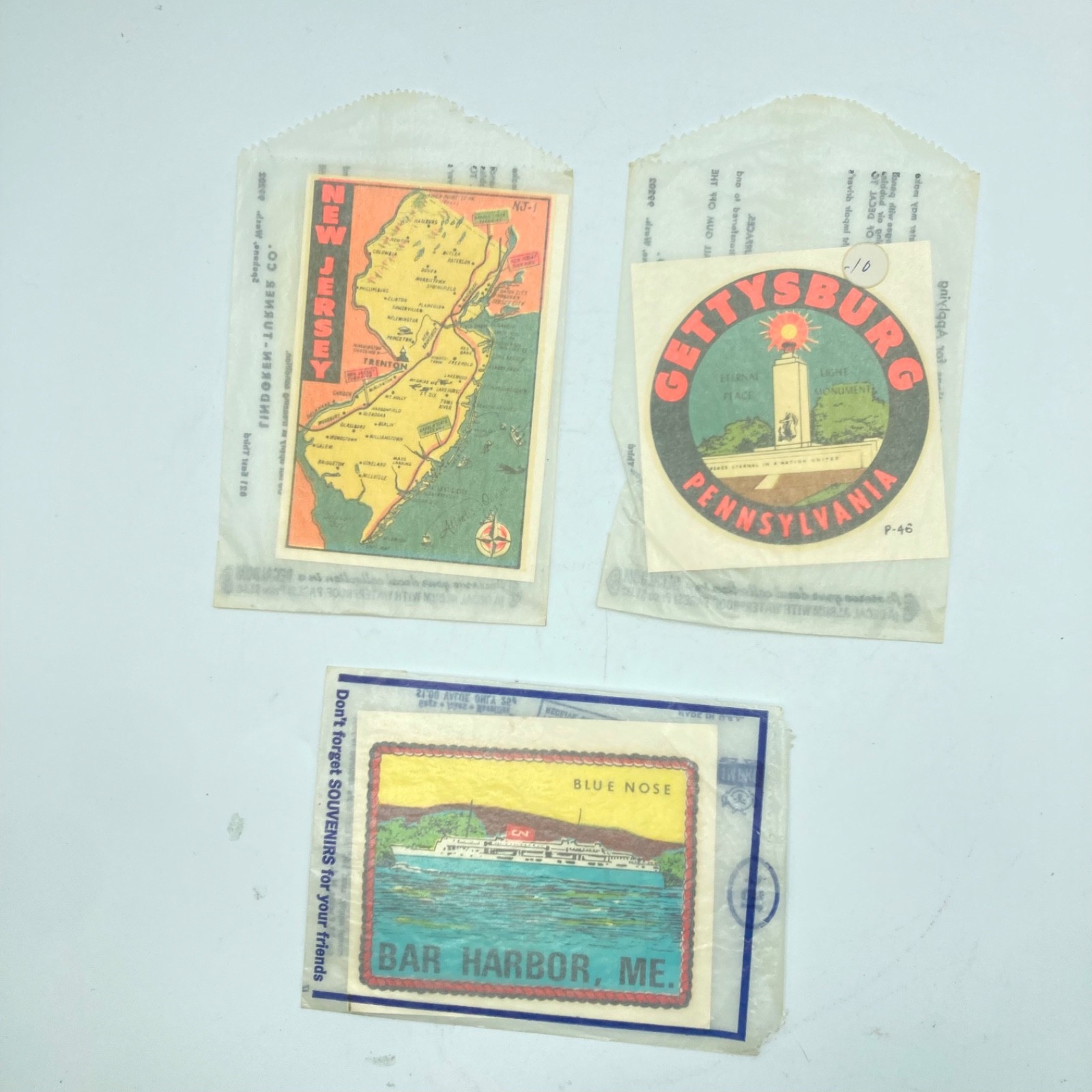 1960s Travel Decal East Coast Orig Sleeves Lindgren-Turner IMPKO 3 Decals