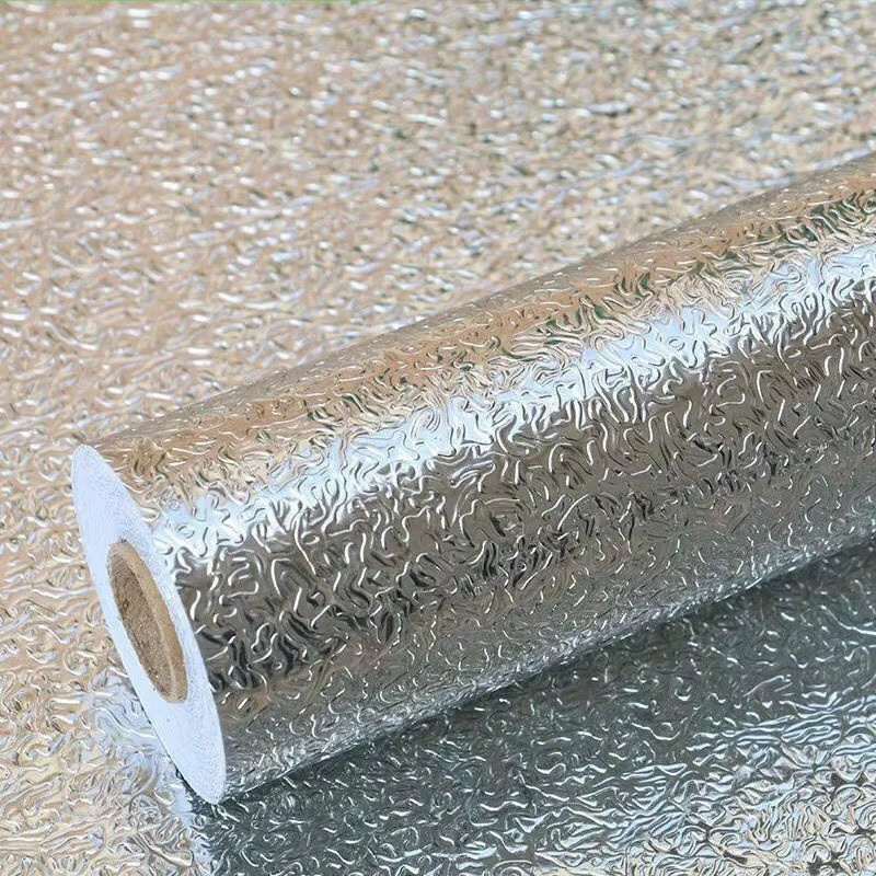 Kitchen Oil Proof Wallpaper Self Adhesive Aluminum Foil Sticker Waterproof Heat